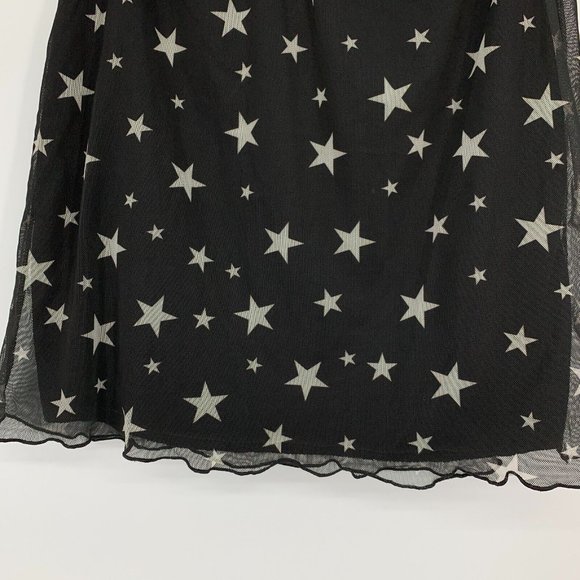 Nasty Gal Skirt Black White Star Print Mesh Mini Pull On NWT - Picture 12 of 15